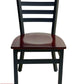 AAA Furniture Metal Ladder Back 31" Black Metal Chair with Brown Wood Seat