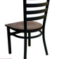 AAA Furniture Metal Ladder Back 31" Black Metal Chair with Brown Wood Seat