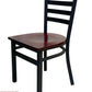 AAA Furniture Metal Ladder Back 31" Black Metal Chair with Brown Wood Seat