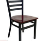 AAA Furniture Metal Ladder Back 31" Black Metal Chair with Brown Wood Seat