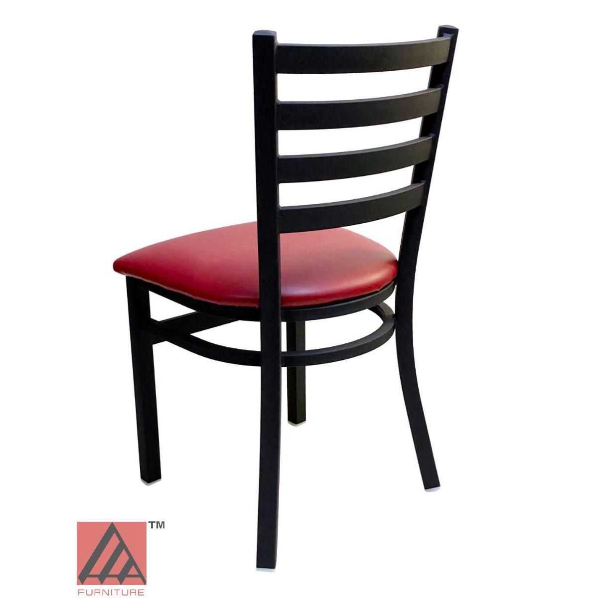 AAA Furniture Metal Ladder Back 31" Black Metal Chair with Claret Customer Owned Material Seat