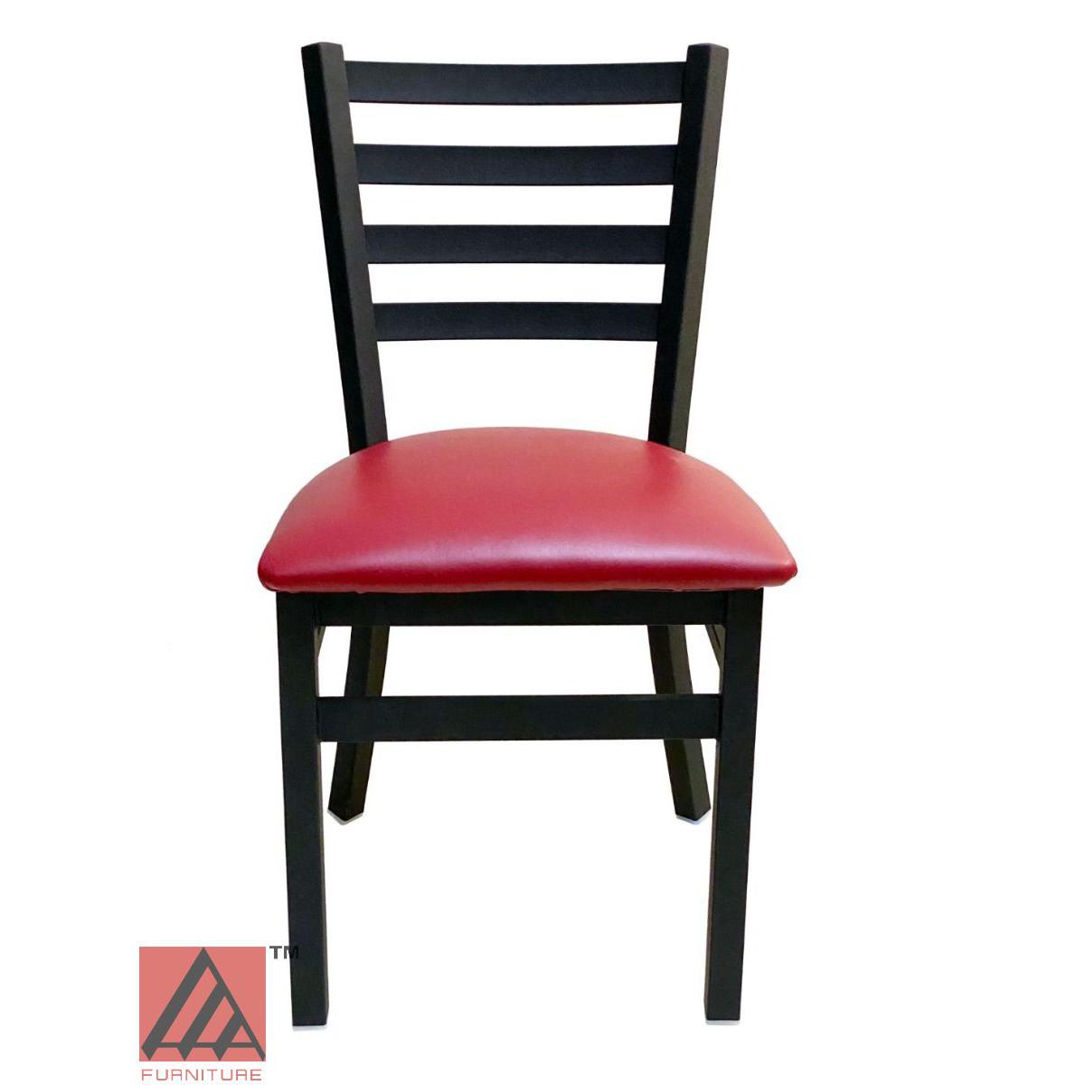 AAA Furniture Metal Ladder Back 31" Black Metal Chair with Claret Customer Owned Material Seat