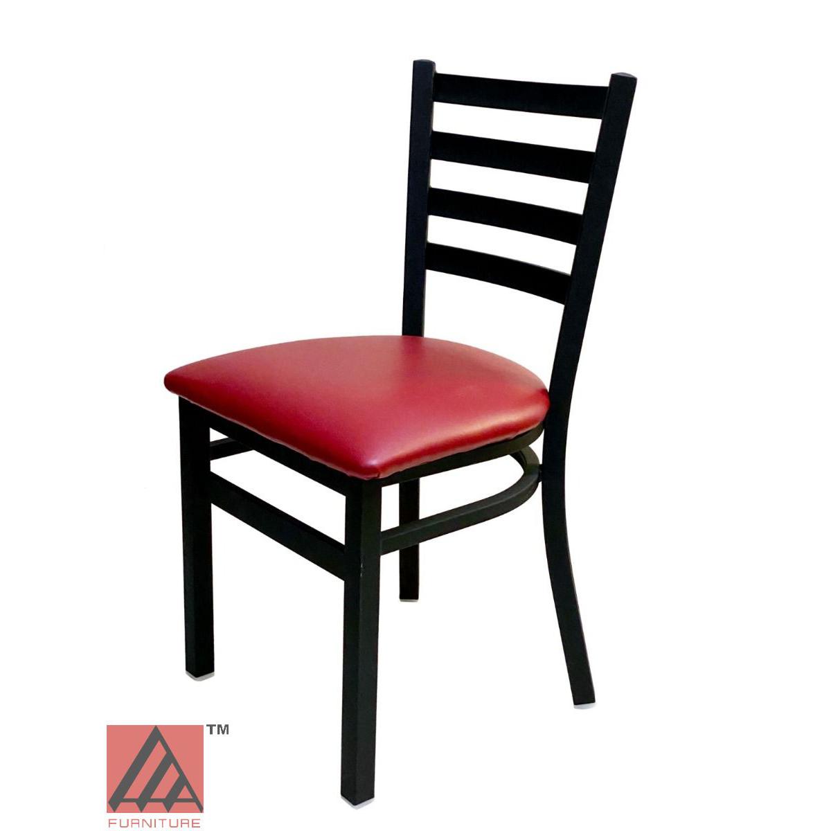 AAA Furniture Metal Ladder Back 31" Black Metal Chair with Claret Customer Owned Material Seat