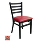 AAA Furniture Metal Ladder Back 31" Black Metal Chair with Claret Customer Owned Material Seat