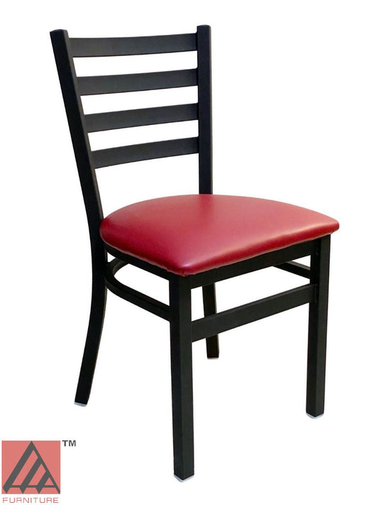 AAA Furniture Metal Ladder Back 31" Black Metal Chair with Claret Customer Owned Material Seat