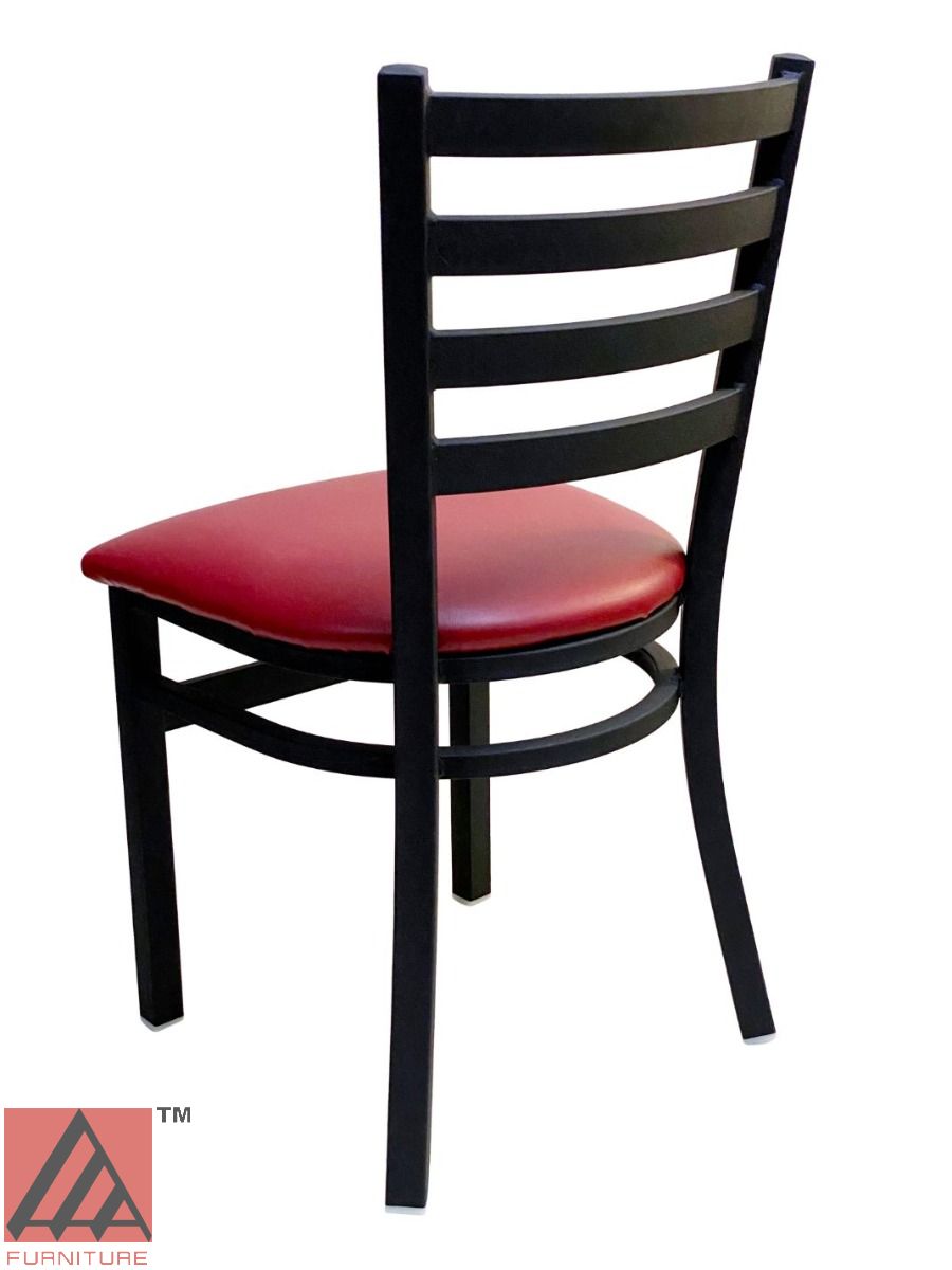 AAA Furniture Metal Ladder Back 31" Black Metal Chair with Claret Grade 5 Vinyl Seat