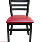 AAA Furniture Metal Ladder Back 31" Black Metal Chair with Claret Grade 5 Vinyl Seat