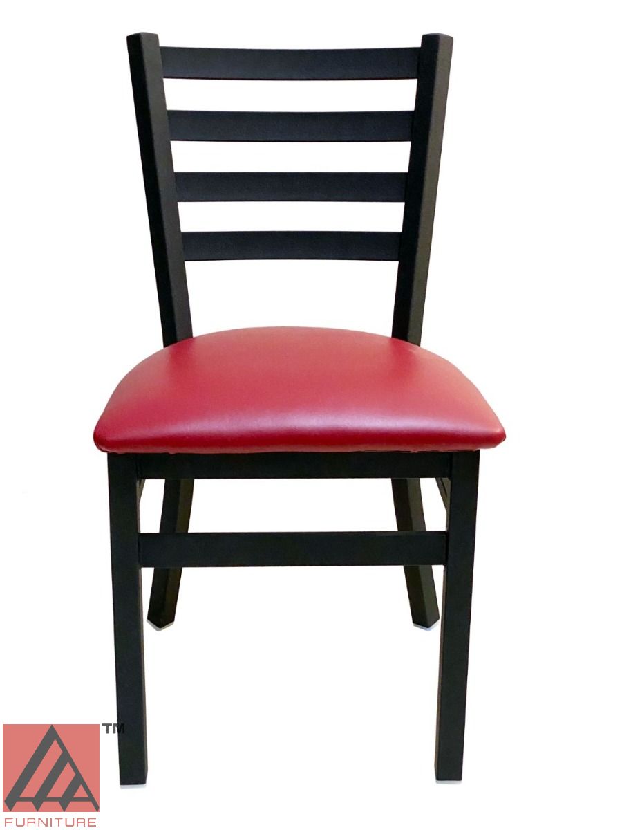 AAA Furniture Metal Ladder Back 31" Black Metal Chair with Claret Grade 5 Vinyl Seat