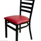 AAA Furniture Metal Ladder Back 31" Black Metal Chair with Claret Grade 5 Vinyl Seat