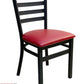 AAA Furniture Metal Ladder Back 31" Black Metal Chair with Claret Grade 5 Vinyl Seat