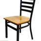 AAA Furniture Metal Ladder Back 31" Black Metal Chair with Natural Wood Seat