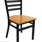 AAA Furniture Metal Ladder Back 31" Black Metal Chair with Natural Wood Seat