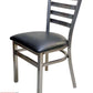 AAA Furniture Metal Ladder Back 31" Clear Coat Metal Chair with Black Customer Owned Material Seat