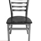 AAA Furniture Metal Ladder Back 31" Clear Coat Metal Chair with Black Wood Seat