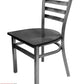 AAA Furniture Metal Ladder Back 31" Clear Coat Metal Chair with Black Wood Seat