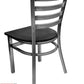 AAA Furniture Metal Ladder Back 31" Clear Coat Metal Chair with Black Wood Seat