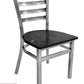 AAA Furniture Metal Ladder Back 31" Clear Coat Metal Chair with Black Wood Seat