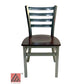 AAA Furniture Metal Ladder Back 31" Clear Coat Metal Chair with Brown Wood Seat