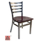 AAA Furniture Metal Ladder Back 31" Clear Coat Metal Chair with Brown Wood Seat