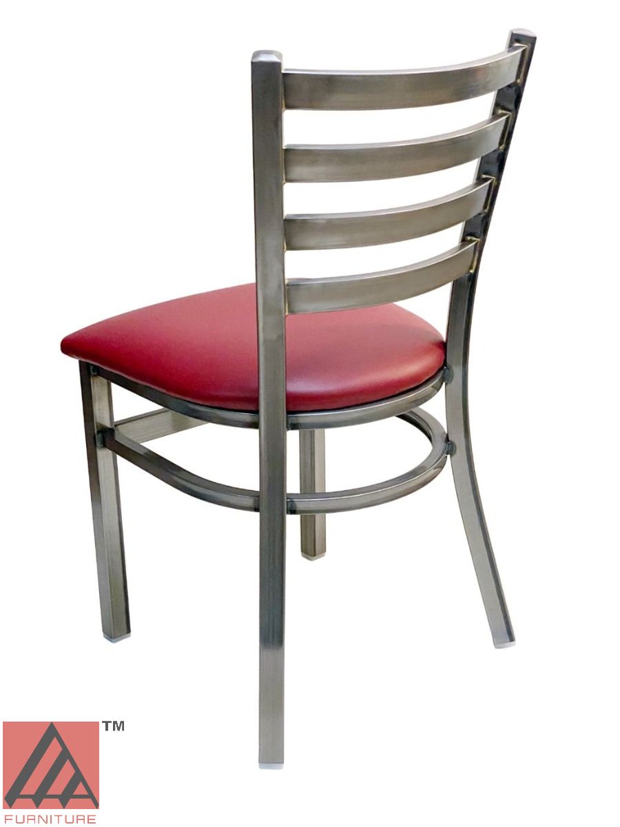 AAA Furniture Metal Ladder Back 31" Clear Coat Metal Chair with Claret Customer Owned Material Seat