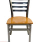 AAA Furniture Metal Ladder Back 31" Clear Coat Metal Chair with Natural Wood Seat