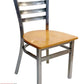 AAA Furniture Metal Ladder Back 31" Clear Coat Metal Chair with Natural Wood Seat