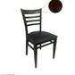 AAA Furniture Metal Ladder Back 35" Walnut Metal Chair with Black Customer Owned Material Seat