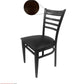 AAA Furniture Metal Ladder Back 35" Walnut Metal Chair with Black Customer Owned Material Seat