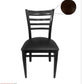 AAA Furniture Metal Ladder Back 35" Walnut Metal Chair with Black Customer Owned Material Seat