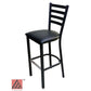 AAA Furniture Metal Ladder Back 43" Black Metal Bar Stool with Black Customer Owned Material Seat