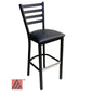 AAA Furniture Metal Ladder Back 43" Black Metal Bar Stool with Black Customer Owned Material Seat