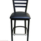 AAA Furniture Metal Ladder Back 43" Black Metal Bar Stool with Black Grade 4 Vinyl Seat