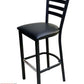 AAA Furniture Metal Ladder Back 43" Black Metal Bar Stool with Black Grade 4 Vinyl Seat