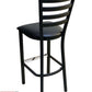 AAA Furniture Metal Ladder Back 43" Black Metal Bar Stool with Black Grade 4 Vinyl Seat