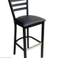 AAA Furniture Metal Ladder Back 43" Black Metal Bar Stool with Black Grade 4 Vinyl Seat