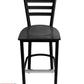 AAA Furniture Metal Ladder Back 43" Black Metal Bar Stool with Black Wood Seat