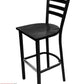 AAA Furniture Metal Ladder Back 43" Black Metal Bar Stool with Black Wood Seat