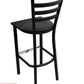 AAA Furniture Metal Ladder Back 43" Black Metal Bar Stool with Black Wood Seat