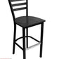 AAA Furniture Metal Ladder Back 43" Black Metal Bar Stool with Black Wood Seat