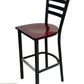 AAA Furniture Metal Ladder Back 43" Black Metal Bar Stool with Brown Wood Seat