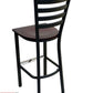 AAA Furniture Metal Ladder Back 43" Black Metal Bar Stool with Brown Wood Seat