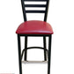 AAA Furniture Metal Ladder Back 43" Black Metal Bar Stool with Claret Customer Owned Material Seat