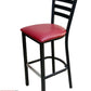 AAA Furniture Metal Ladder Back 43" Black Metal Bar Stool with Claret Customer Owned Material Seat