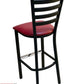 AAA Furniture Metal Ladder Back 43" Black Metal Bar Stool with Claret Customer Owned Material Seat