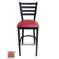 AAA Furniture Metal Ladder Back 43" Black Metal Bar Stool with Claret Grade 4 Vinyl Seat