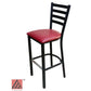 AAA Furniture Metal Ladder Back 43" Black Metal Bar Stool with Claret Grade 4 Vinyl Seat