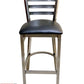 AAA Furniture Metal Ladder Back 43" Clear Coat Metal Bar Stool with Black Customer Owned Material Seat