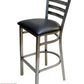 AAA Furniture Metal Ladder Back 43" Clear Coat Metal Bar Stool with Black Customer Owned Material Seat