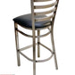 AAA Furniture Metal Ladder Back 43" Clear Coat Metal Bar Stool with Black Customer Owned Material Seat