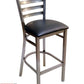 AAA Furniture Metal Ladder Back 43" Clear Coat Metal Bar Stool with Black Customer Owned Material Seat